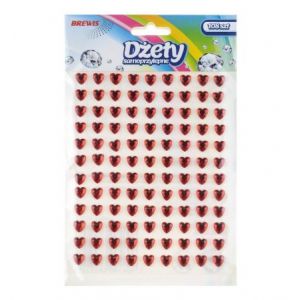 Dżety samoprzylepne Brewis Serca czerwone, 108szt